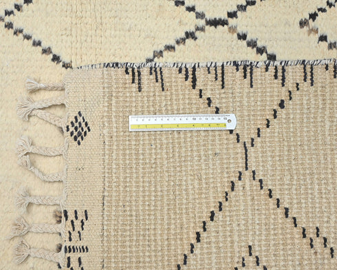 8x11 Moroccan Beige Hand Woven Wool Area Rug